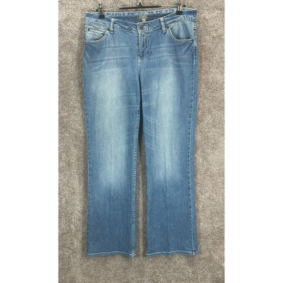 J Jill Jeans Womens 12 Blue Denim Faded Measures 35X32 Mid Rise Bootcut - Picture 1 of 7
